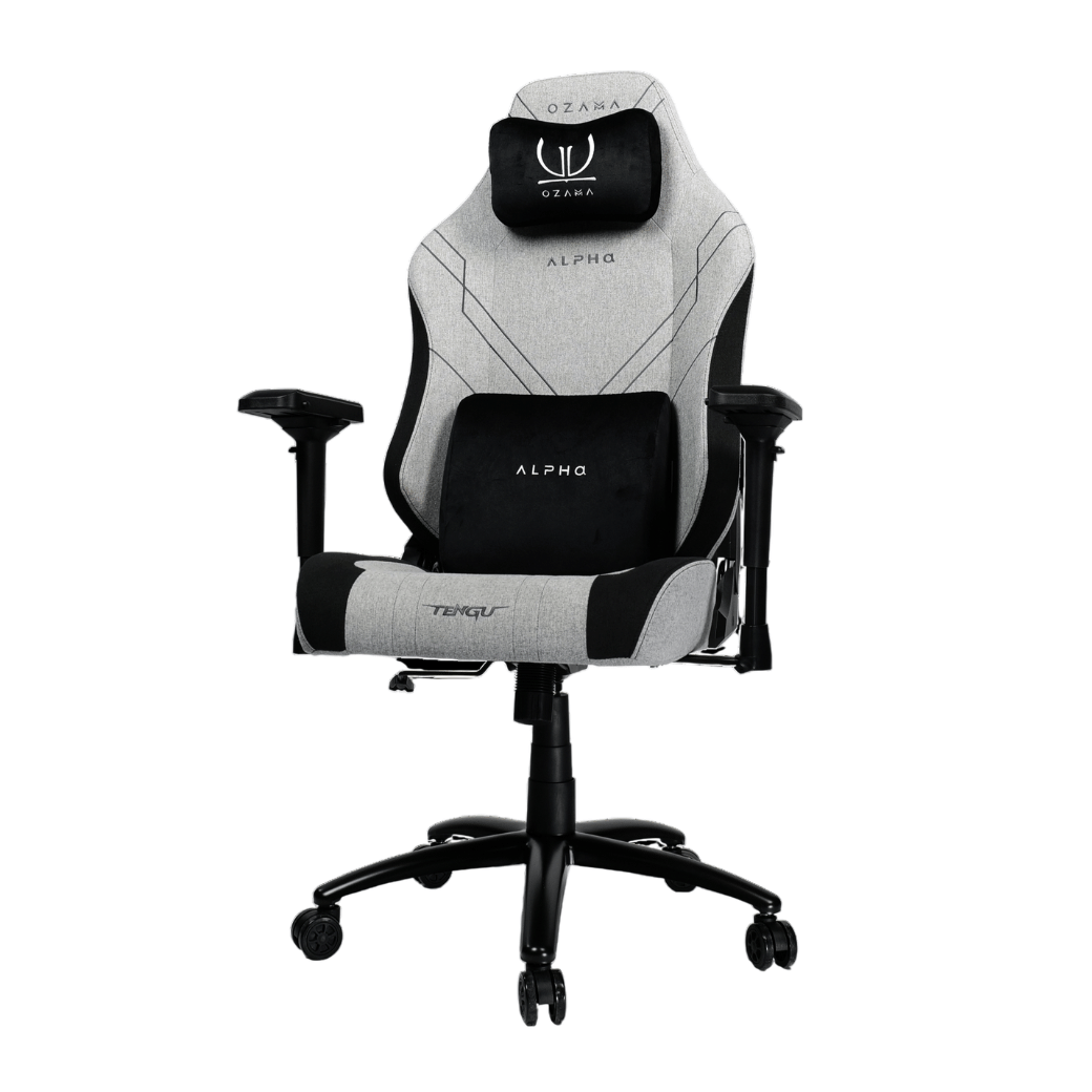 บัลลังก์เกมมิ่ง OZAMA ภายใต้แบรนด์ TENGUGAMINGGEARS รุ่น ALPHA FABRIC (CH-AP-F-LG) สีเทา เบาะผ้า_0